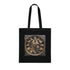 Clockwork Symphony Black Cotton Tote Bag with Steampunk Clock Design