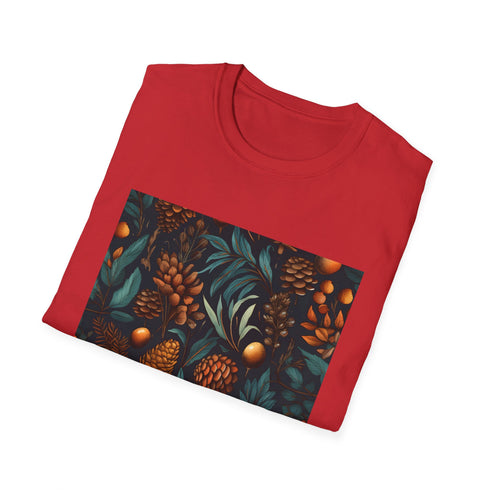 Ocean-inspired charcoal cotton crew neck t-shirt with watercolor pattern.