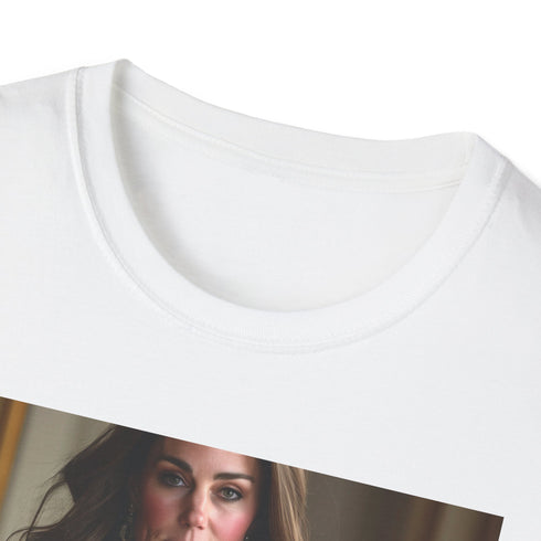 Charcoal cotton T-shirt with a regal portrait of Kate Middleton