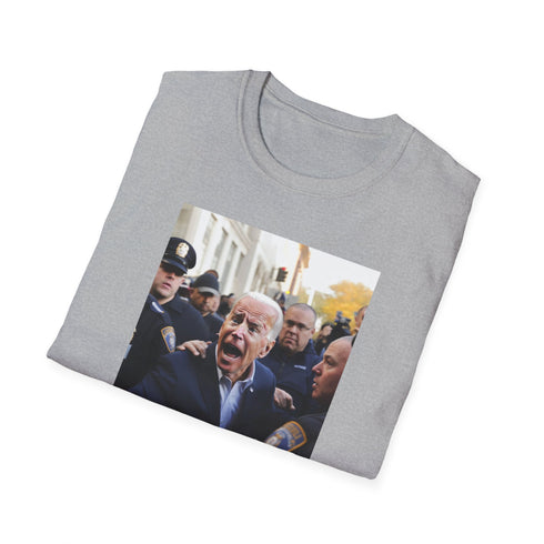 Charcoal cotton crew neck tee with vibrant Joe Biden watercolor artwork