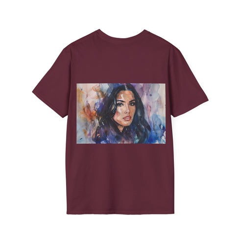 Watercolor style Kim Kardashian t-shirt in charcoal, regular fit.