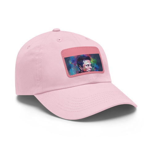 Neon Dreams Elon Musk Watercolor Baseball Cap White Light Brown Patch