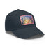 Eiffel Tower watercolor baseball cap with light brown patch.