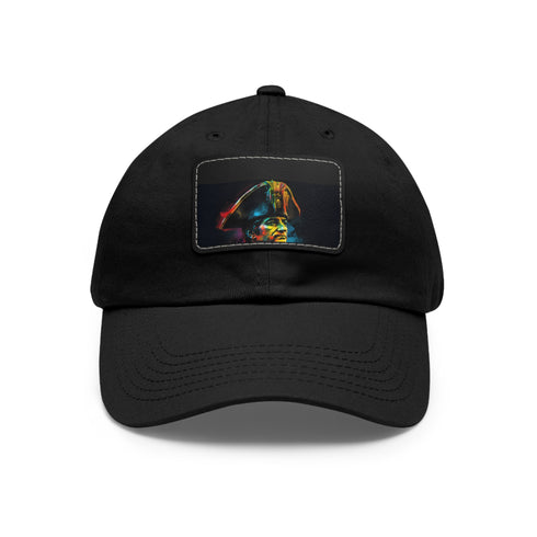 Vibrant neon watercolor baseball cap with light brown patch.