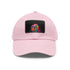 Neon watercolor Trump cap with light brown patch - unisex design.