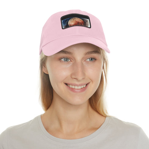 Mars Dreams Watercolor Baseball Cap, White / Light Brown Rectangle Vegan