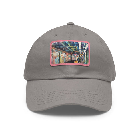 New York Subway Watercolor Snapback Cap in White with Light Brown Patch