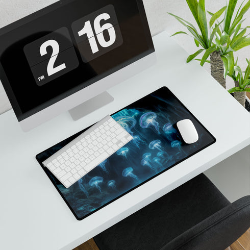 Bioluminescent Jellyfish Crystal Cave Gaming XXL Extended Desk Mat - View 7 | Prints With Passion