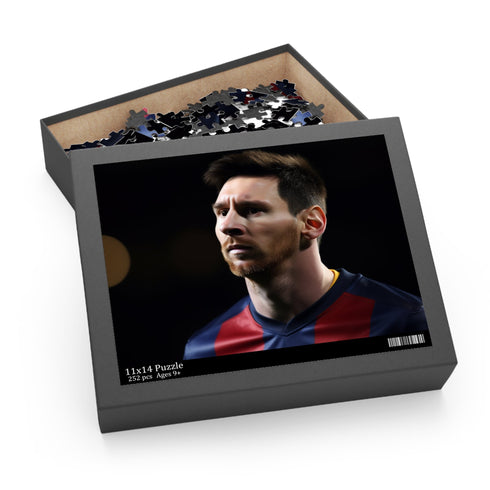 Messi soccer puzzle with action field scene for fans and players.