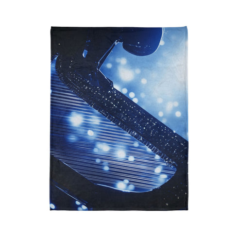 Robotic Harp Playing Stardust Music Plush Fleece Throw Blanket