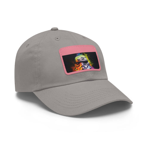Neon Storm Trooper baseball cap with watercolor design and light patch.