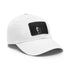 Stylish white baseball cap with light brown rectangle patch for Unisex.