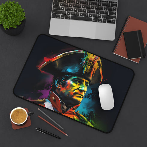 Watercolor neon Napoleon desk mat, vibrant and artistic for workspace inspiration.