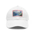 Swiss Alps watercolor baseball cap, white/light brown patch unisex hat.