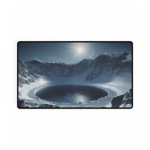 Frozen Exoplanet Crater Lake Sci-Fi Gaming XXL Extended Desk Mat - View 2 | Prints With Passion