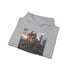 Mystical castle navy hoodie with enchanting castle illustration.