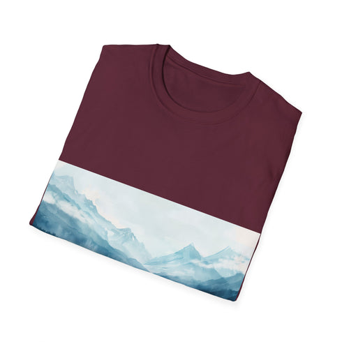 Alaska Beauty Watercolor Tee in Charcoal, crew neck, regular fit.