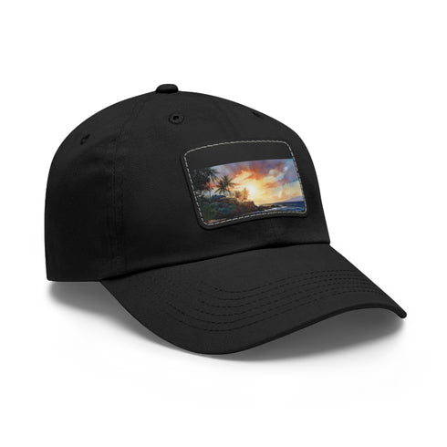 Hawaiian Sunset Paradise Cap in White with Light Brown Patch