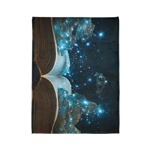 Book Pages Turning into Constellations Plush Fleece Throw Blanket