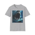 Charcoal cotton t-shirt with Jaws painting of great white shark design