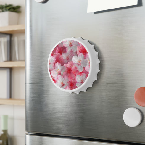 Cherry Blossom White Bottle Opener magnetic stickers.