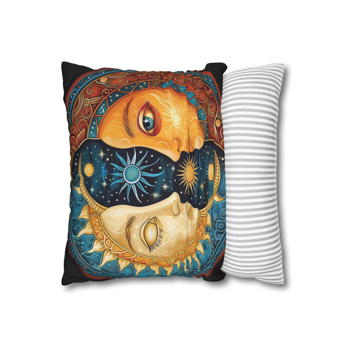 Celestial Sun & Moon Sacred Mandala Square Cushion Cover - View 4 | Prints With Passion
