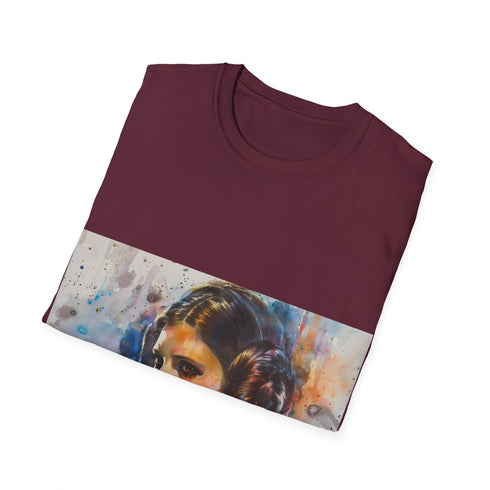 Galactic Goddess Leia Tee in Charcoal - Cotton Crew Neck T-shirt