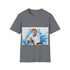 Blue lightsaber tee featuring Obi Wan Kenobi, charcoal cotton crew neck.