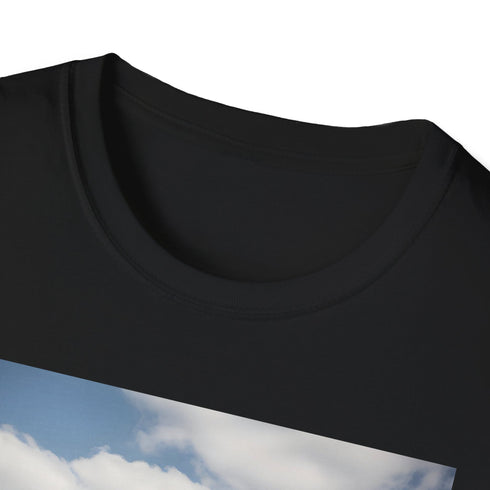 Charcoal cotton t-shirt with vibrant suburban park design plus crew neck fit