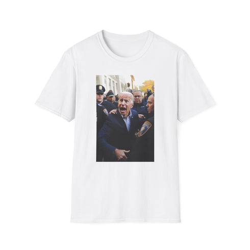 Charcoal cotton crew neck tee featuring Joe Biden watercolor artwork