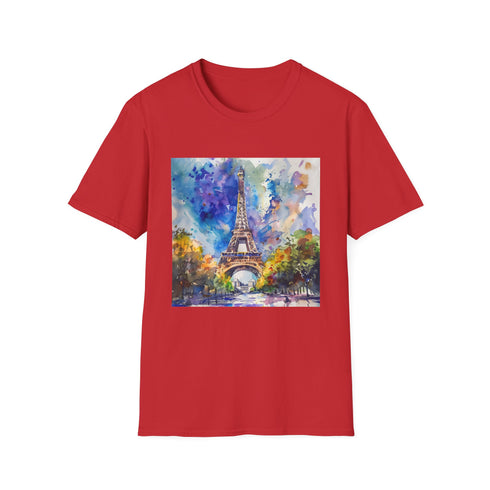 Parisian Skyline Watercolor Eiffel Tower T-shirt in Charcoal Small