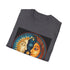 Charcoal cotton t-shirt with mandala sun and moon design