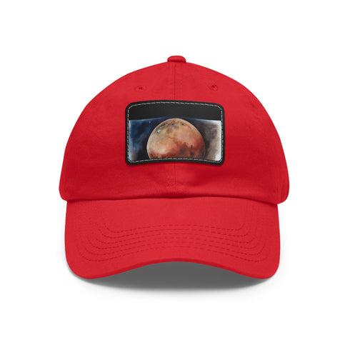 Mars Dreams watercolor baseball cap with light brown patch.