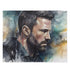 Vibrant watercolor Batman jigsaw puzzle featuring Ben Affleck portrait.