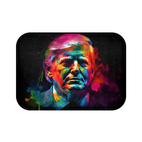 Donald Trump bath mat featuring 45th President of USA design.