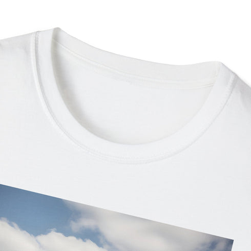 Charcoal cotton t-shirt with vibrant park scene capturing essence of spring blossoms