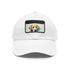 White baseball cap featuring Labrador love embroidery design, unisex cotton accessory.