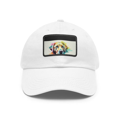 Labrador Love White Baseball Cap with Light Brown Patch Textured Embroidered Design