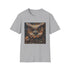Steampunk owl graphic charcoal t-shirt, regular fit, soft cotton.