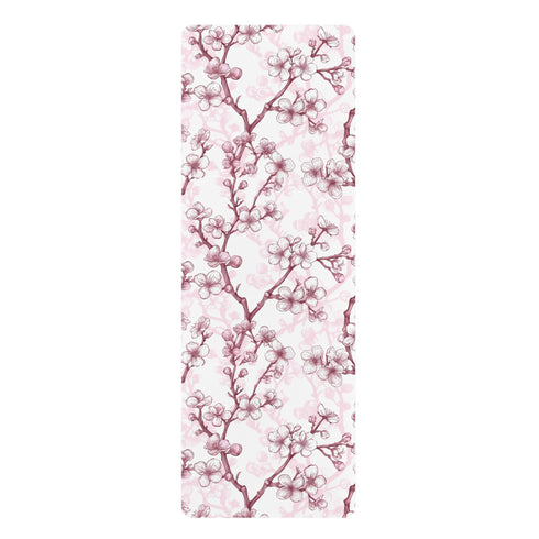 Pink and white cherry blossom yoga mat for tranquil practice.