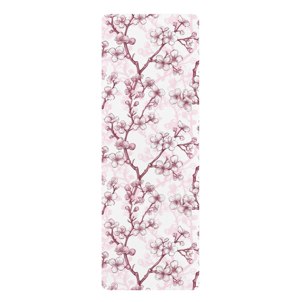 Pink and white cherry blossom yoga mat for tranquil practice.