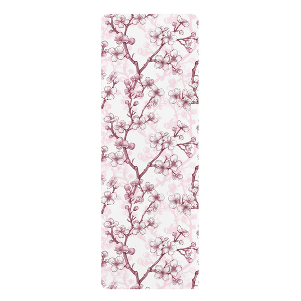 Pink and White Cherry Blossom Yoga Mat 26" x 70"