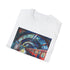 Charcoal watercolor T-shirt featuring vibrant London Tube design in comfortable cotton
