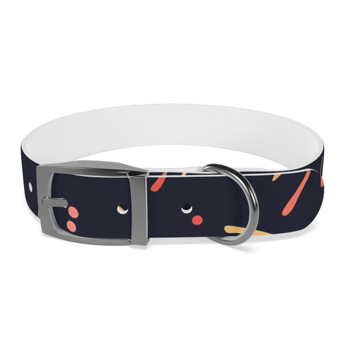 Colorful Festive Fireworks Dog Collar for medium-sized dogs in Black Onyx.