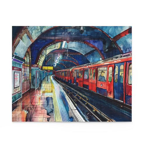 London Underground watercolor puzzle with 120 pieces - back-to-school fun.