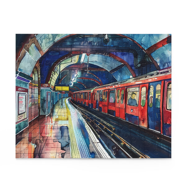 London Underground watercolor puzzle with 120 pieces - back-to-school fun.