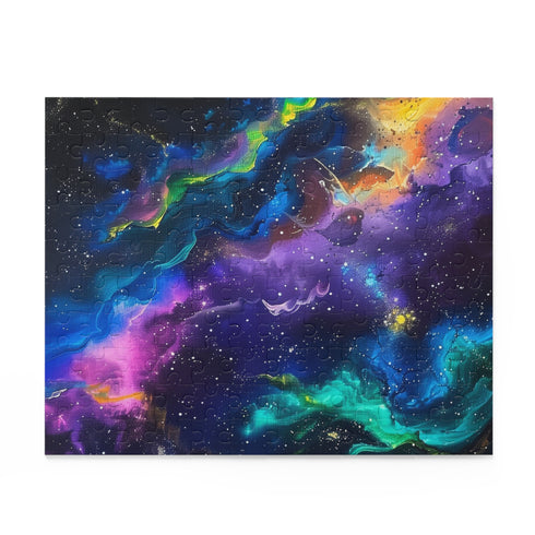Neon Galaxy Jigsaw Puzzle - Vibrant space design for cosmic puzzle fun