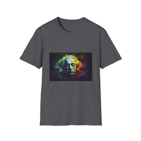 Charcoal cotton T-shirt with neon Einstein graphic and crew neck