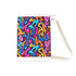 Neon graffiti laundry bag with urban pattern in bright colors.