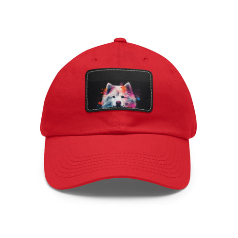 Fluffy Pup Paradise Baseball Cap in White Light Brown Rectangle